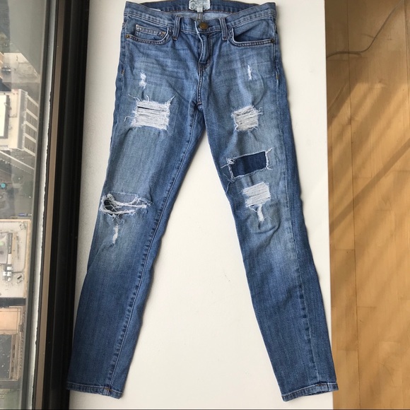 Current/Elliot Ripped Patchwork Slim Jeans - Picture 2 of 6